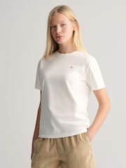 GANT White 100% Cotton Shield Logo T-Shirt - Image 1 of 6