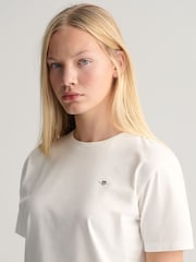 GANT White 100% Cotton Shield Logo T-Shirt - Image 4 of 6