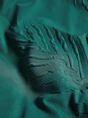 Green Embossed Leaf Duvet Cover and Pillowcase Set - Image 4 of 5