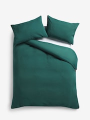 Green Embossed Leaf Duvet Cover and Pillowcase Set - Image 5 of 5
