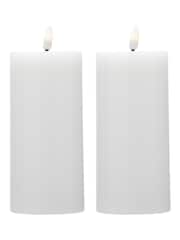 Otters Brook White Set Of Bo Lit Wax Flickering Pillar Candle - Image 1 of 1