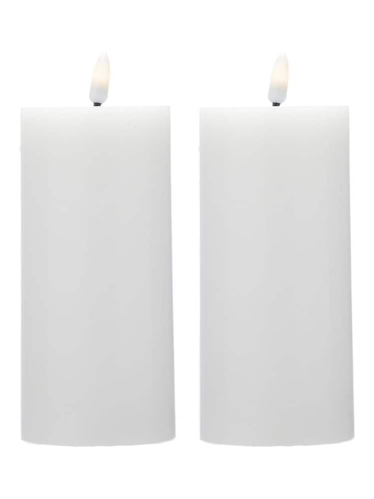Otters Brook White Set Of Bo Lit Wax Flickering Pillar Candle - Image 1 of 1 Otters Brook White Set Of Bo Lit Wax Flickering Pillar Candle - Image 1 of 1