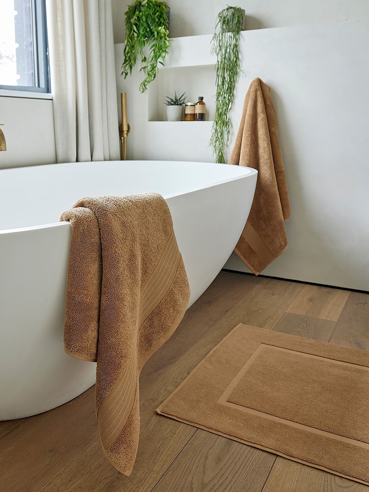 Christy Caramel Brown Organic Cotton 850GSM Bath Mat - Image 1 of 3 Christy Caramel Brown Organic Cotton 850GSM Bath Mat - Image 1 of 3