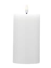 Otters Brook White/Silver Set Of Bo Lit Wax Flickering Pillar Candle - Image 1 of 1