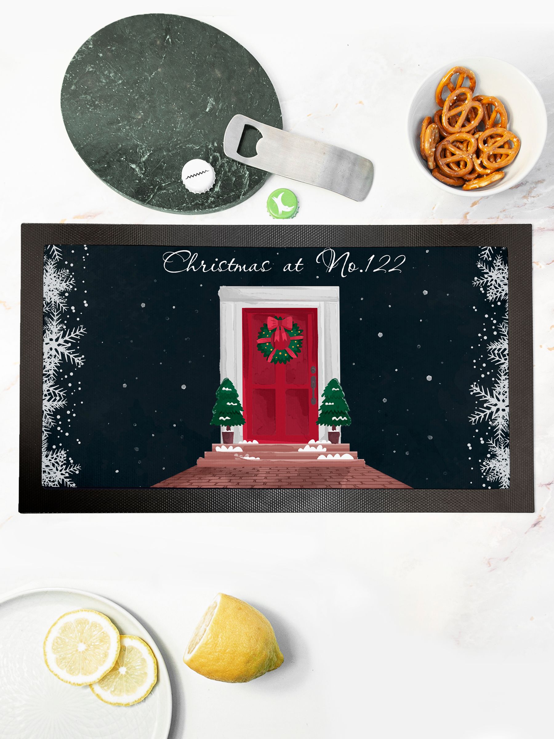 Personalised Festive Door Bar Mat by Treat Republic