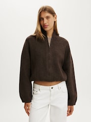 Cotton On Brown Luxe Tuck Hem Bomber Jacket - Image 2 of 4