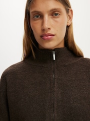 Cotton On Brown Luxe Tuck Hem Bomber Jacket - Image 4 of 4