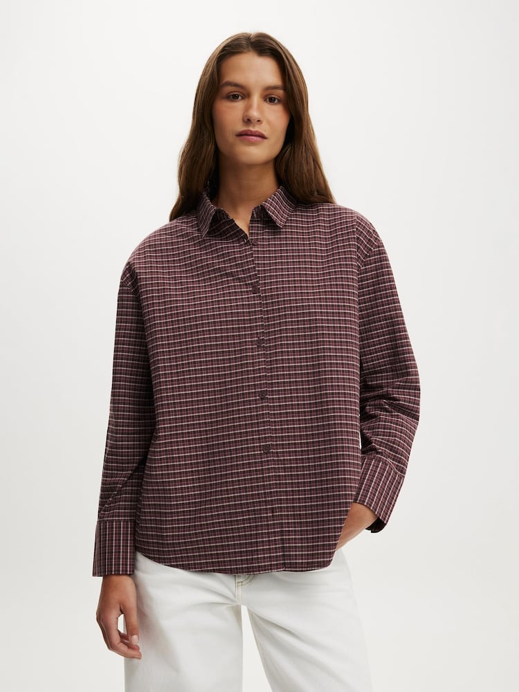 Cotton On Red Sloane Oversized Shirt - Image 2 of 4 Cotton On Red Sloane Oversized Shirt - Image 2 of 4