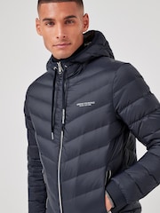 Armani Exchange Navy Hooded Padded Jacket - Image 4 of 5
