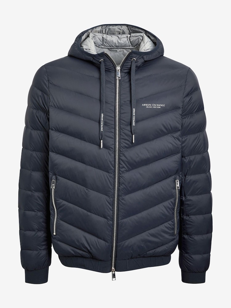 Armani Exchange Navy Hooded Padded Jacket - Image 5 of 5