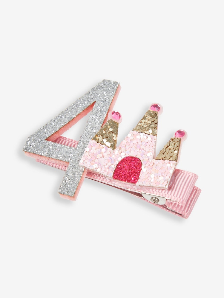 JoJo Maman Bébé Pink Pastel 5th Birthday Glitter Clip - Image 2 of 3 JoJo Maman Bébé Pink Pastel 5th Birthday Glitter Clip - Image 2 of 3