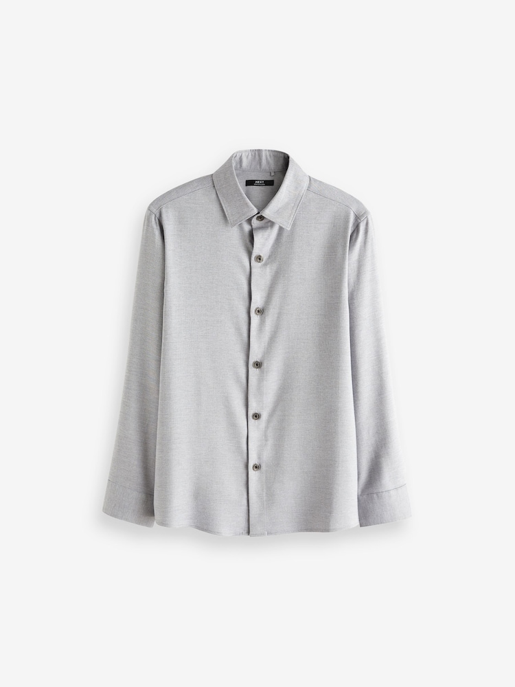 Grey Soft Touch Smart Long Sleeve Shirt (3-16yrs) - Image 1 of 3