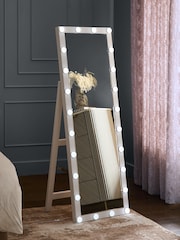 White Hollywood Light Up Freestanding Mirror - Image 2 of 9