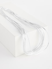 Silver Tone Snake Chain Multi Row Necklace - Image 4 of 5