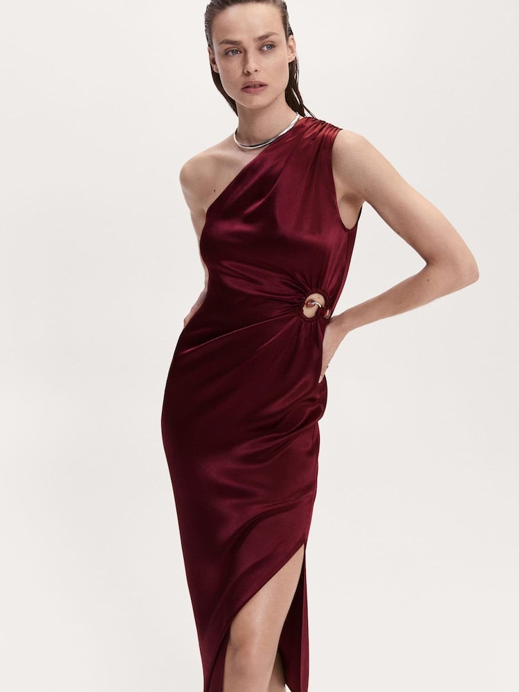 Mango Red Asymmetric Dress with Stone Detail - Image 1 of 7