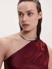 Mango Red Asymmetric Dress with Stone Detail - Image 3 of 7