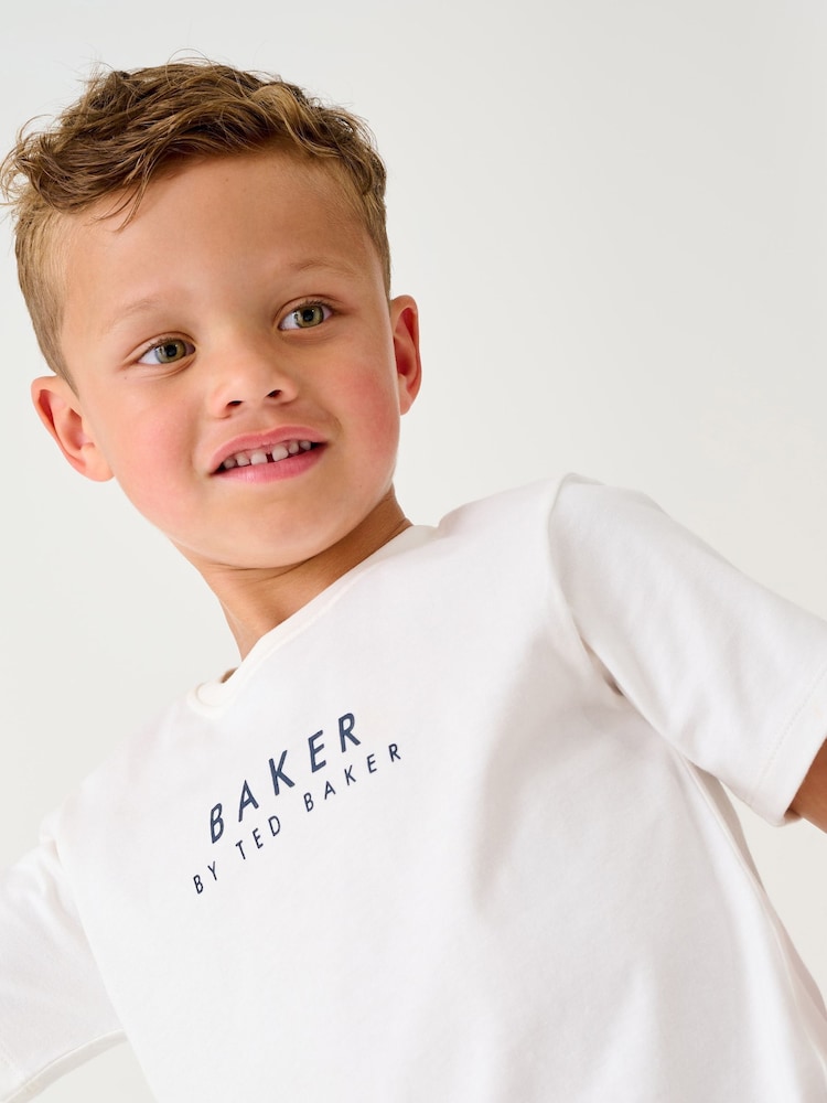 Baker by Ted Baker Navy/White 100% Cotton T-Shirt and Shorts Set - Image 2 of 7