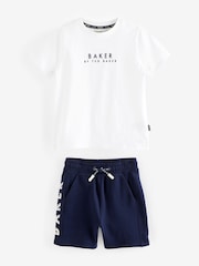 Baker by Ted Baker Navy/White 100% Cotton T-Shirt and Shorts Set - Image 4 of 7