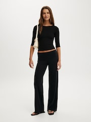 Cotton On Black Honey Fold Over Trousers - Image 1 of 5