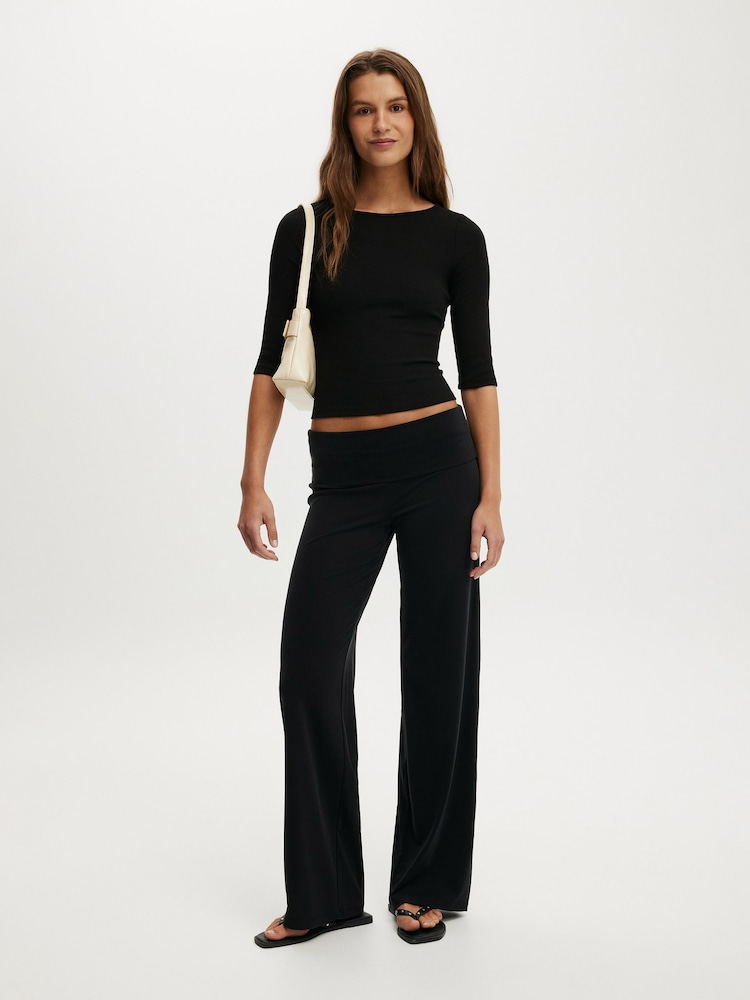 Cotton On Black Honey Fold Over Trousers - Image 1 of 5 Cotton On Black Honey Fold Over Trousers - Image 1 of 5