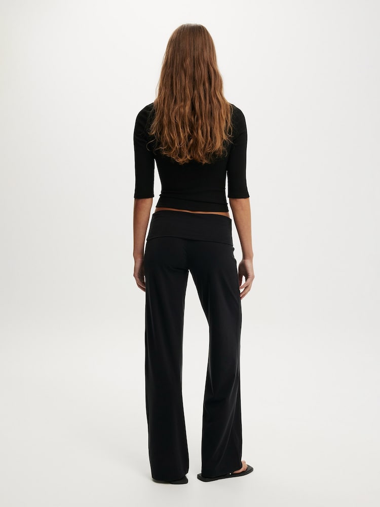 Cotton On Black Honey Fold Over Trousers - Image 2 of 5 Cotton On Black Honey Fold Over Trousers - Image 2 of 5