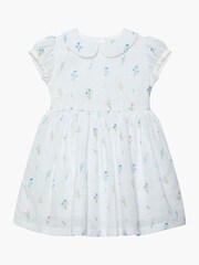 فستان مصنوع من قطن 100% بنقشة صغيرة موردة بلون أبيض من Trotters London - صورة 1 من 1