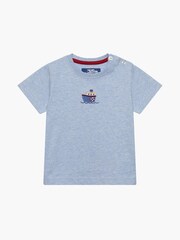 Trotters London Blue Little Marl Tugboat T-Shirt - Image 2 of 4