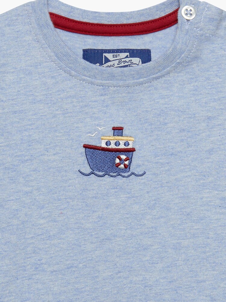 Trotters London Blue Little Marl Tugboat T-Shirt - Image 4 of 4