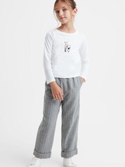 Reiss White Marli 9-14 yrs Cotton Reindeer Long Sleeve T-Shirt - Image 3 of 6