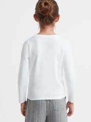 Reiss White Marli 9-14 yrs Cotton Reindeer Long Sleeve T-Shirt - Image 5 of 6