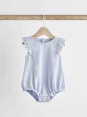 Blue/Yellow Frill Shoulder Baby Short Sleeve Bodysuits 2 Pack - Image 3 of 9