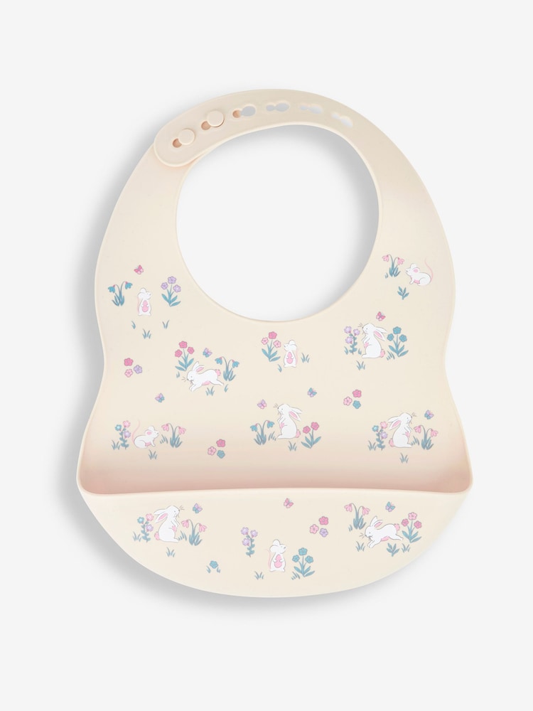 JoJo Maman Bébé Pink Ditsy Mouse 2-Pack Silicone Bib Set - Image 1 of 1