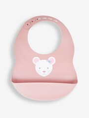 JoJo Maman Bébé Pink Ditsy Mouse 2-Pack Silicone Bib Set - Image 3 of 7
