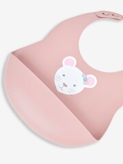 JoJo Maman Bébé Pink Ditsy Mouse 2-Pack Silicone Bib Set - Image 6 of 7