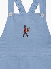 Trotters London Linen Blend Blue Little French Guardsman Atticus Bib Shorts - Image 4 of 4