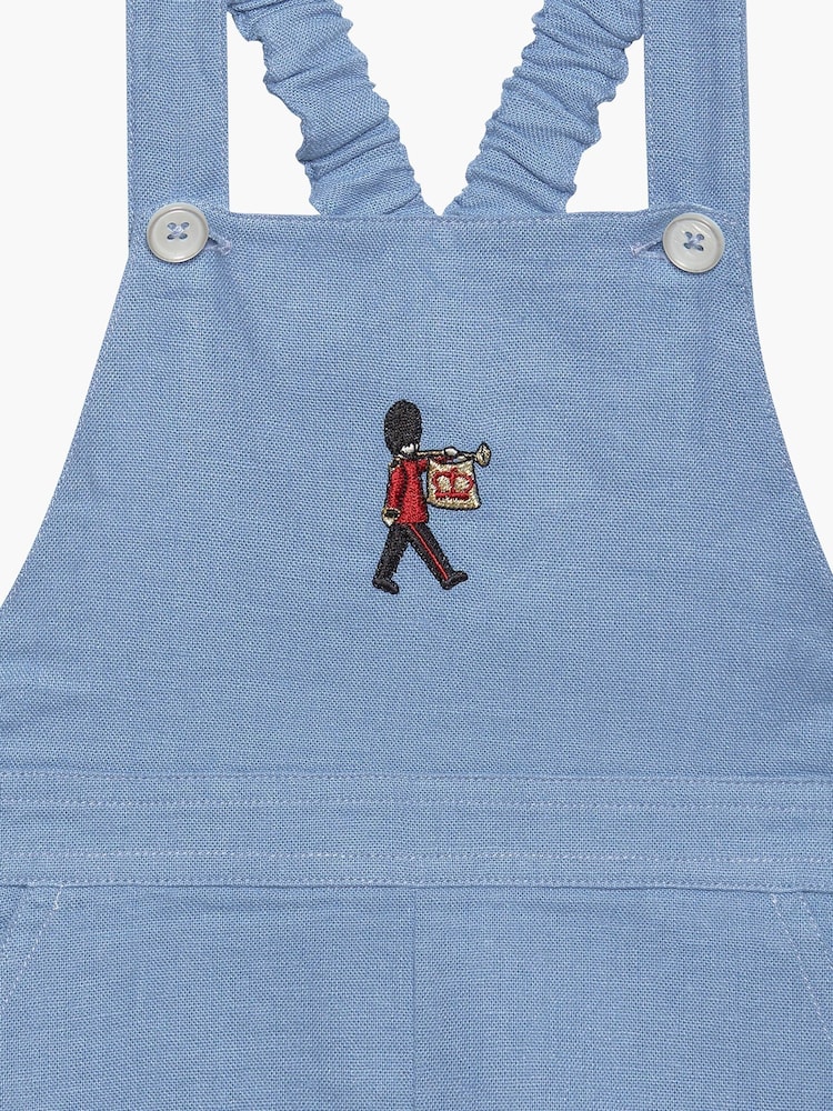 Trotters London Linen Blend Blue Little French Guardsman Atticus Bib Shorts - Image 4 of 4