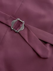 Burgundy Regular Fit Velvet Waistcoat - Image 8 of 10