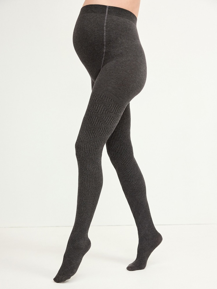 Black Maternity Cable Knit Tights - Image 2 of 3