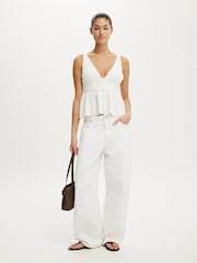Cotton On White Greta Babydoll Tank - Image 2 of 5