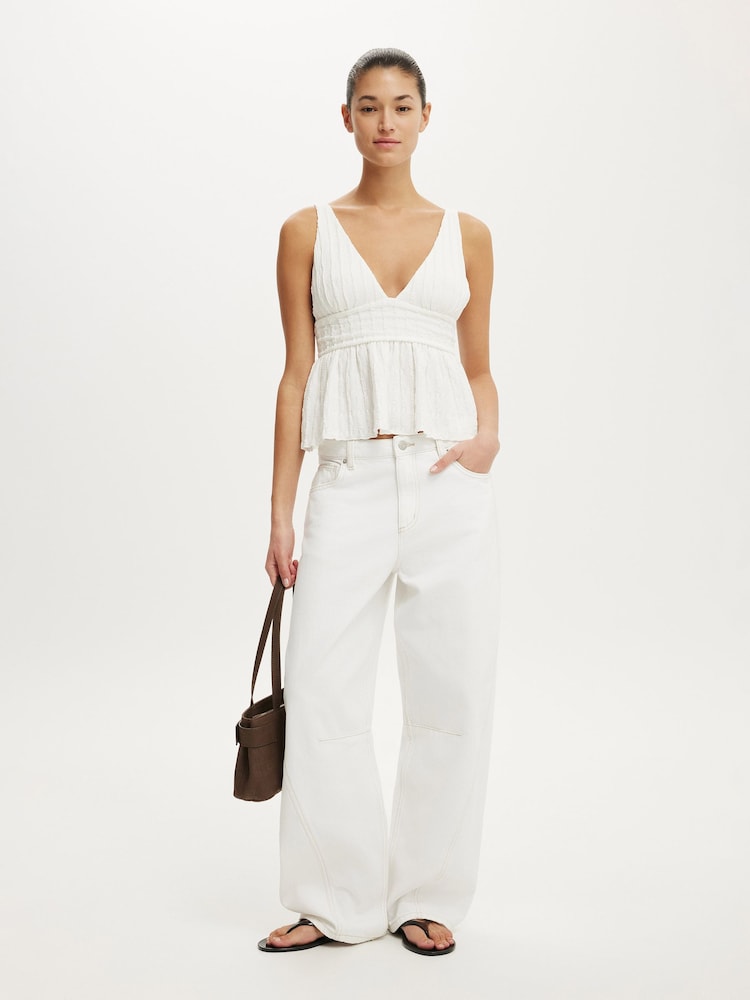 Cotton On White Greta Babydoll Tank - Image 2 of 5