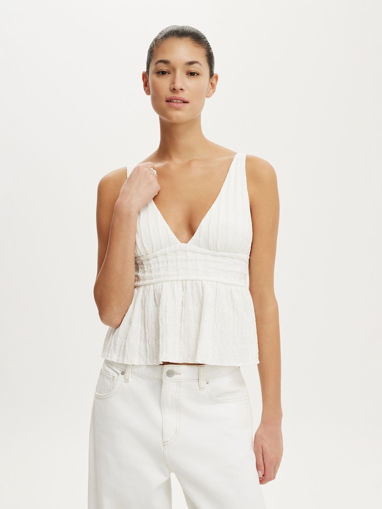 Cotton On White Greta Babydoll Tank - Image 5 of 5