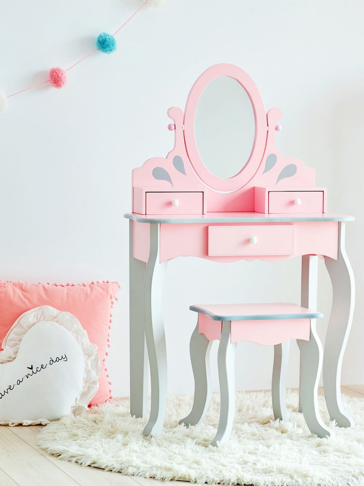 Teamson Home Pink Kids Baby Doll Wooden Play Changing Station Set - Image 1 of 4