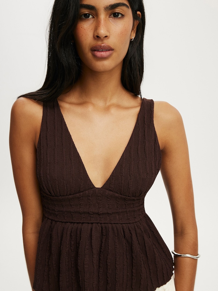 Cotton On Brown Greta Babydoll Tank Top - Image 4 of 4