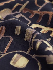 Navy Blue Print Printed Crew Neck Short Sleeve Knitted Top - Image 7 of 7