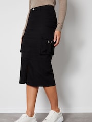 Threadbare Black Cargo Midi Skirt - Image 1 of 5