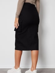 Threadbare Black Cargo Midi Skirt - Image 2 of 5