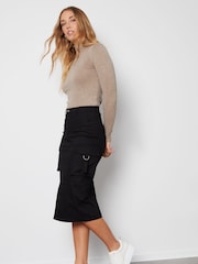 Threadbare Black Cargo Midi Skirt - Image 3 of 5