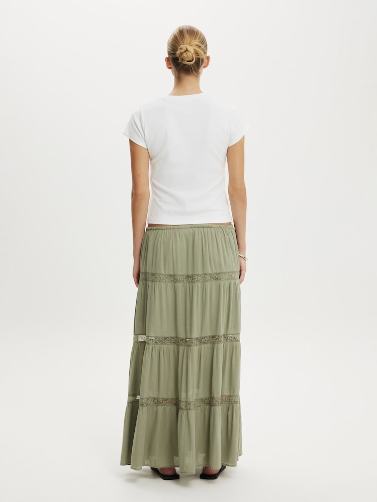 Cotton On Green Haven Multi Tiered Maxi Skirt - Image 2 of 5