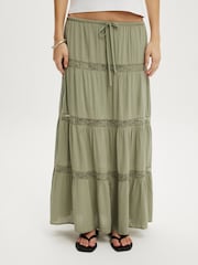 Cotton On Green Haven Multi Tiered Maxi Skirt - Image 3 of 5