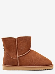 Kastanienbraun - Hausschuh-Stiefel aus Veloursleder - Bild 1 von 5